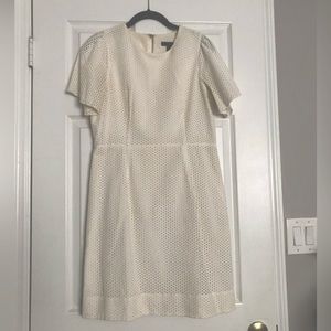 Ivory JCrew eyelet flutter sleeve dress